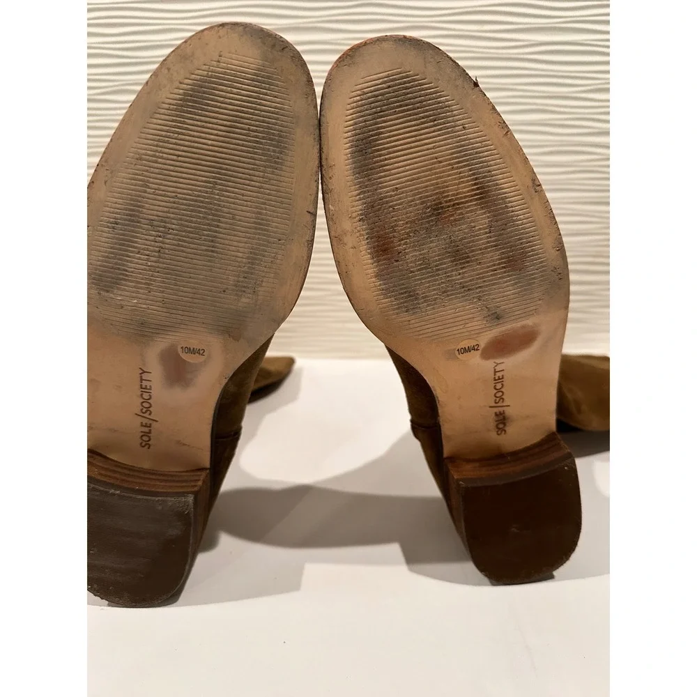 Sole Society Tall Boots Womens 10 Brown Good Suede Knee High Block Heel